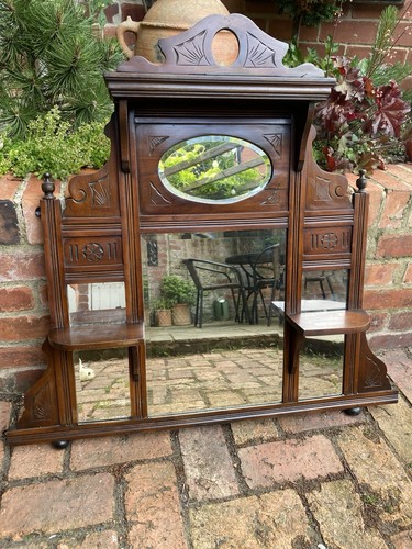 Victorian overmantle ornate - overmantle,